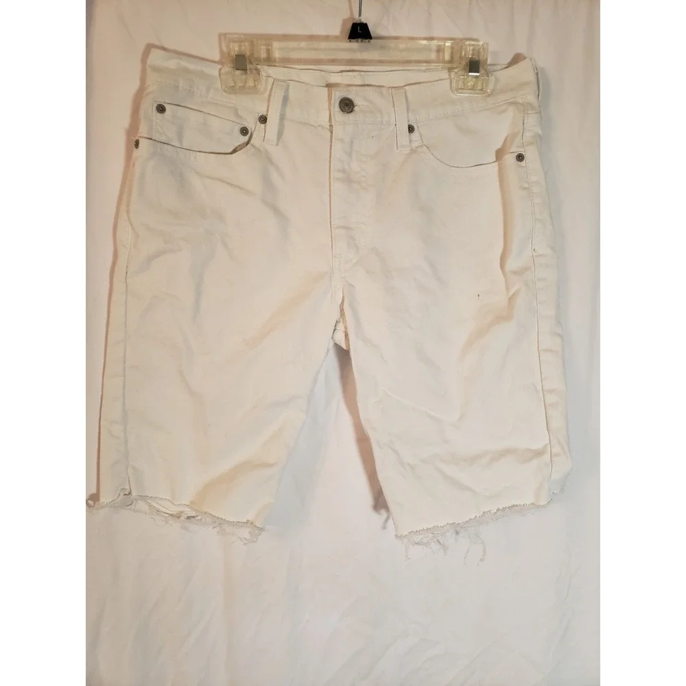 Mens White Raw Hem Levi's Shorts 511 Size 34
